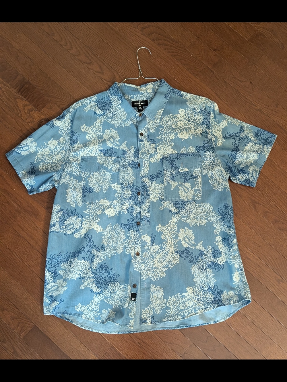 Target x Houston White: Light Blue Floral ChambrayShort Sleeve Button-Down Shirt